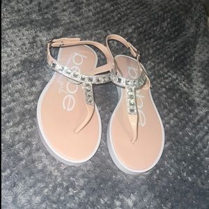 Bebe Girls pink Rhinestone Flip Flop Sandals Size L Little Kid